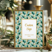 Trendy Hunter Green Gold Foliage Wedding Custom   ポスター
