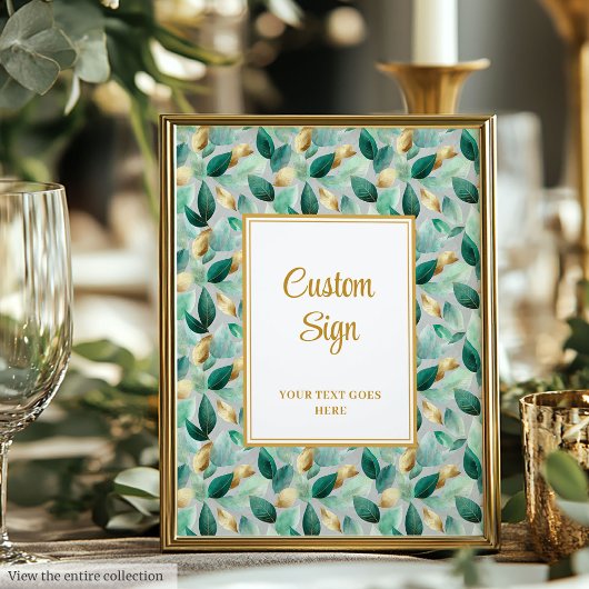Trendy Hunter Green Gold Foliage Wedding Custom   ポスター