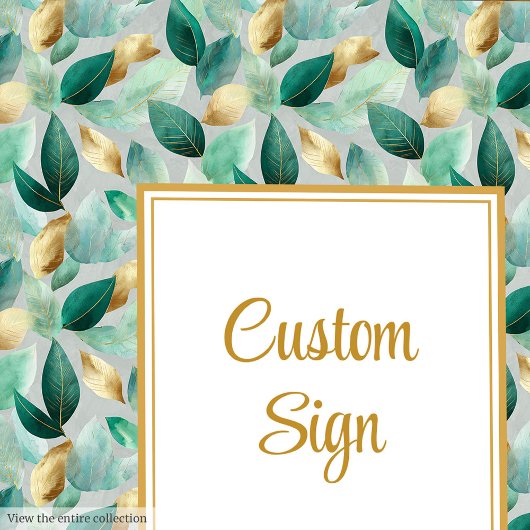 Trendy Hunter Green Gold Foliage Wedding Custom   ポスター