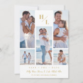 Trendy Initials Original Collage Wedding 5 Photos セーブザデート (正面)