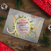 Trendy Joy Pine Boughs Wreath Christmas Party アクリル招待状