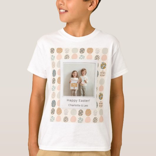 Trendy Kids Pastel Easter Photo  | Personalized Tシャツ (正面)