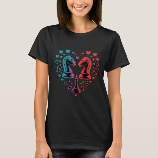 Trendy Knight Chess Pieces Heart Shape Tシャツ (正面)