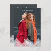 Trendy Lace Lesbian Gay Wedding Photo Instant 招待状 (正面/裏面)