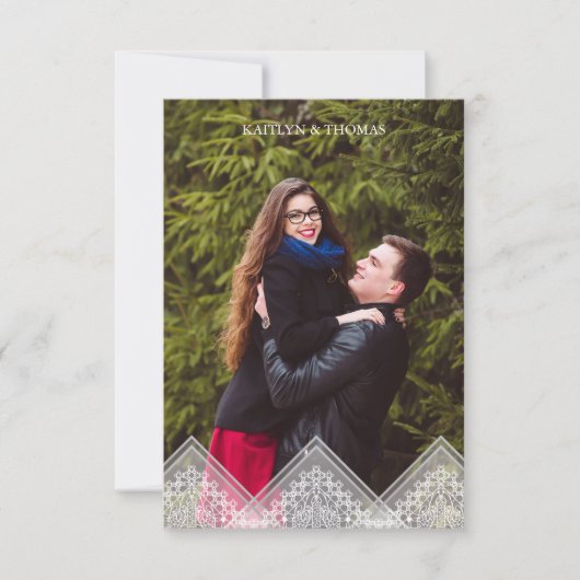 Trendy Lace Transparency Wedding Photo Instant 招待状 (正面)