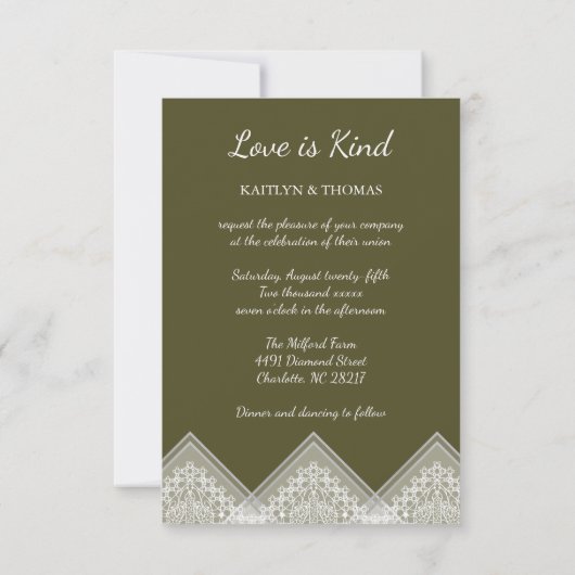 Trendy Lace Transparency Wedding Photo Instant 招待状 (裏面)