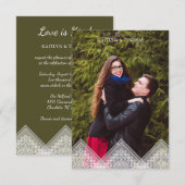 Trendy Lace Transparency Wedding Photo Instant 招待状 (正面/裏面)