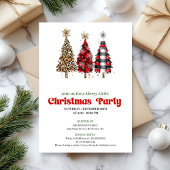 Trendy leopard and buffalo Christmas tree invite 招待状