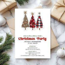 Trendy leopard and buffalo Christmas tree invite 招待状