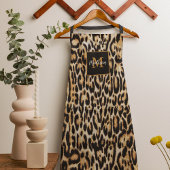 Trendy Leopard Animal Print with Monogram エプロン