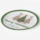 Trendy Leopard Christmas Tree Custom Name Plates ペーパープレート (アングル)