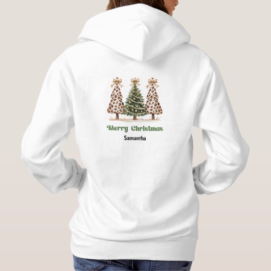 Trendy Leopard Christmas Trees personalized gift パーカ (裏面)