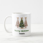 Trendy Leopard Christmas Trees Personalized Mug コーヒーマグカップ (左)