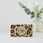 Trendy Leopard Print Custom Company Logo & Photo 名刺 (スタンド正面)