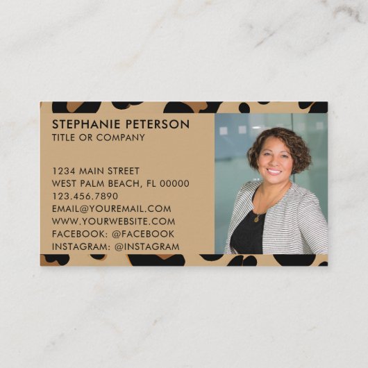 Trendy Leopard Print Custom Company Logo & Photo 名刺 (裏面)