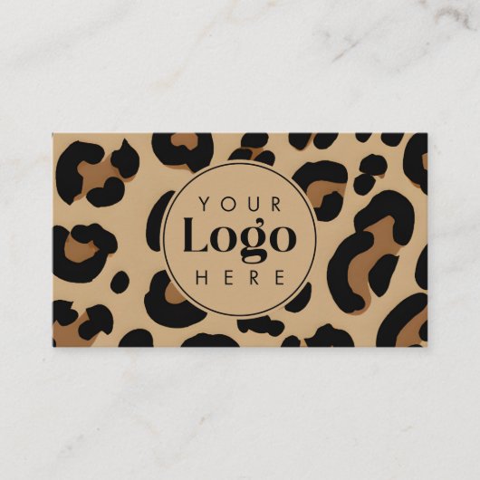 Trendy Leopard Print Custom Company Logo & Photo 名刺 (正面)