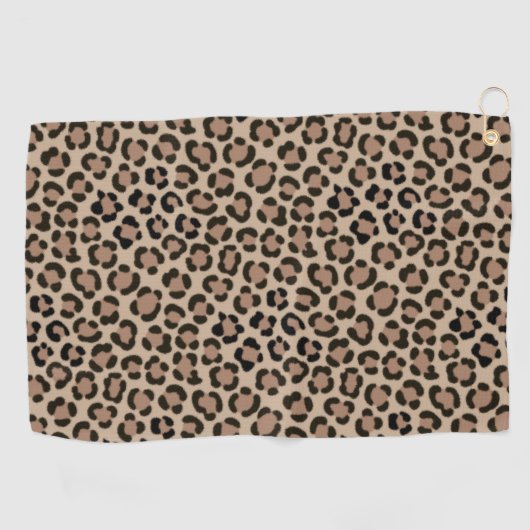 Trendy Leopard Print Fur Effect Repeat Pattern ゴルフタオル (横)