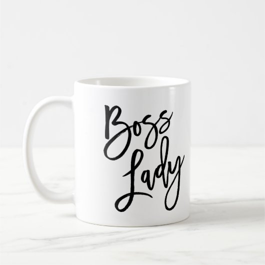 Trendy Letteringボスの女性 コーヒーマグカップ (左)