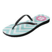 Trendy Light Blue Chevron Pink Monogram ビーチサンダル (アングル)
