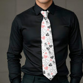 Trendy Love Gift Tie Pink Black Hearts Design ネクタイ