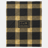 Trendy Luxurious Black Gold Modern Throw Blanket フリースブランケット (正面)