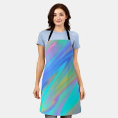 Trendy luxury green blue purple faux holographic エプロン (着用した状態)
