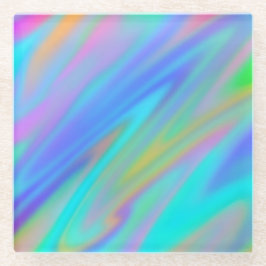 Trendy luxury green blue purple faux holographic ガラスコースター