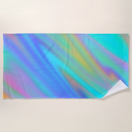 Trendy luxury green blue purple faux holographic ビーチタオル