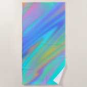 Trendy luxury green blue purple faux holographic ビーチタオル (正面)