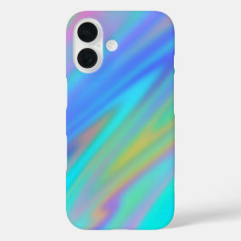 Trendy luxury green blue purple faux holographic iPhone 16ケース