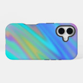 Trendy luxury green blue purple faux holographic iPhone 16ケース (裏面横)