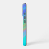 Trendy luxury green blue purple faux holographic iPhone 16ケース (左側面)