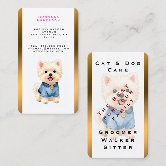 Trendy Luxury Grooming Pet Personalized Collection 名刺 (正面/裏面)