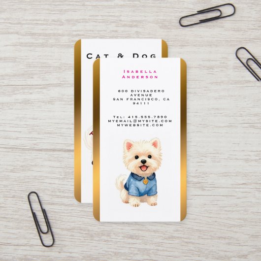 Trendy Luxury Grooming Pet Personalized Collection 名刺 (正面/裏面インサイチュ)