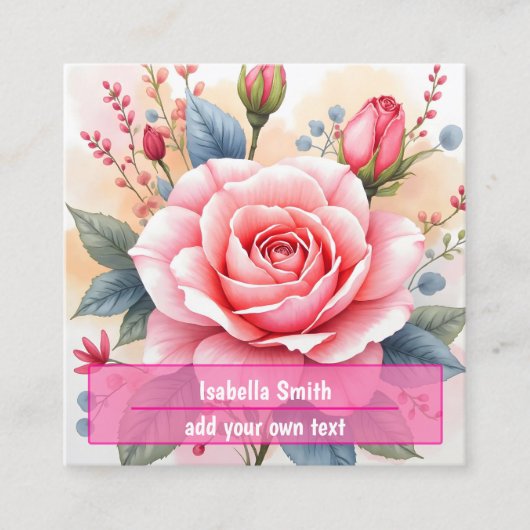 Trendy Luxury Pink Roses Beautiful Collection スクエア名刺 (正面)