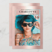 Trendy Magazine Cover-Photo Inspirierte  招待状 (正面/裏面)