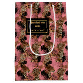 Trendy magenta leopard animal skin gift pack ミディアムペーパーバッグ (裏面)