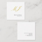 Trendy Makeup Artist Gold Monogram Black White スクエア名刺 (正面/裏面)