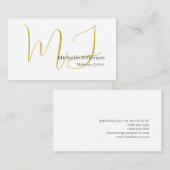 Trendy Makeup Artist Gold Monogram Black White 名刺 (正面/裏面)