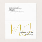 Trendy Makeup Artist Gold Monogram Black White 名刺 (外部フラット)