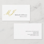 Trendy Makeup Artist Gold Monogram Black White 名刺 (正面/裏面)