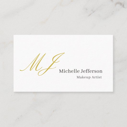 Trendy Makeup Artist Gold Monogram Black White 名刺 (正面)
