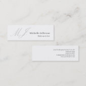 Trendy Makeup Artist Monogram Black White Stylish スキニー名刺 (正面/裏面)