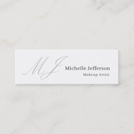 Trendy Makeup Artist Monogram Black White Stylish スキニー名刺 (正面)