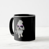 Trendy Maltese Dog with Pink Glasses - Cute Pet マグカップ (正面左)