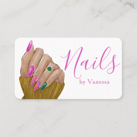 Trendy Manicurist Nail Technician Salon Style 名刺 (正面)