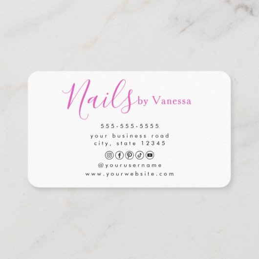 Trendy Manicurist Nail Technician Salon Style 名刺 (裏面)