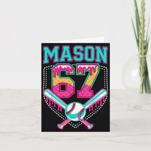 Trendy Mason 67 Mem Ice Cream Drip Baseball Birthd カード (正面)