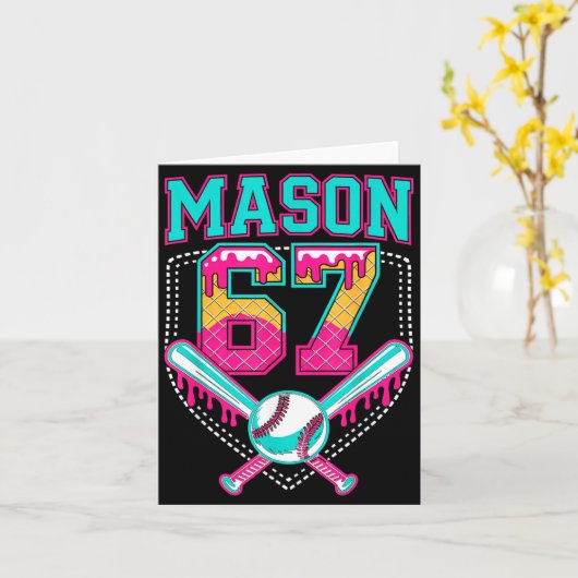 Trendy Mason 67 Mem Ice Cream Drip Baseball Birthd カード (黄色い花)