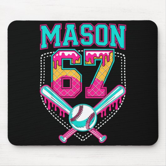Trendy Mason 67 Mem Ice Cream Drip Baseball Birthd マウスパッド (正面)